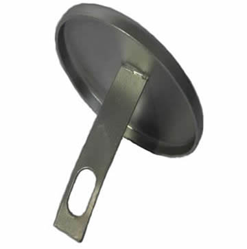 a silver galvanized guardrail cap