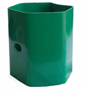 a green PVC coated guardrail offset block