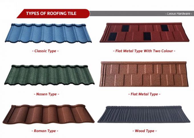 0.35mm Classic Type Stone Coated Metal Roof Tiles / Residential House Metal Roofing 3
