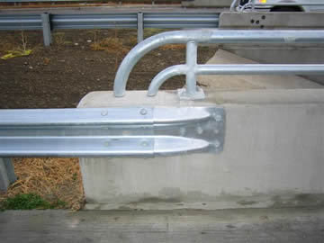 a galvanized type E terminal end used for W beam guardrails
