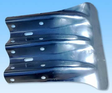 a galvanized type D terminal end used for thrie beam guardrails